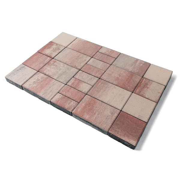 Тротуарная плитка BRAER Мозаика, Color Mix Фламинго 200х100,200х200,300х200 мм
