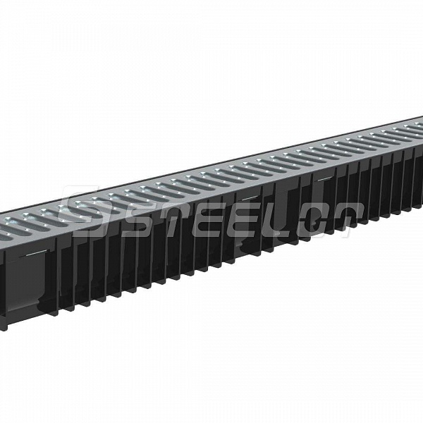 STEELOT Лоток пластиковый SteelPlainDN 100 H 100 с  решеткой стальной